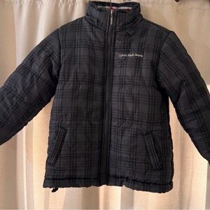 Calvin Klein Jeans Kids Plaid Black Puffer Jacket